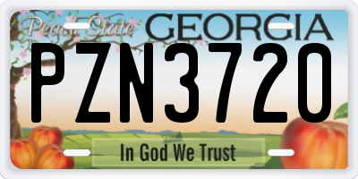 GA license plate PZN3720