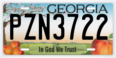 GA license plate PZN3722