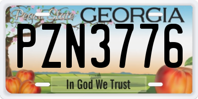 GA license plate PZN3776