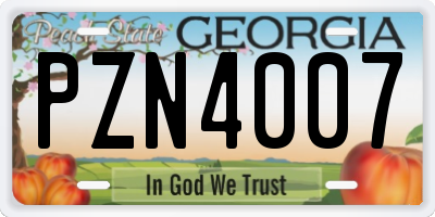 GA license plate PZN4007