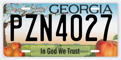 GA license plate PZN4027