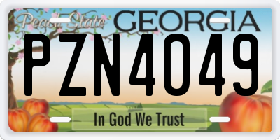 GA license plate PZN4049
