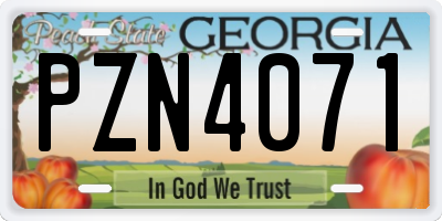 GA license plate PZN4071