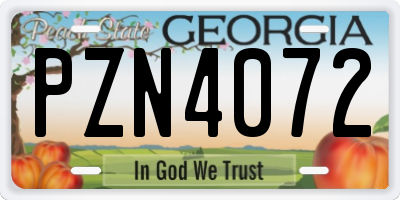 GA license plate PZN4072
