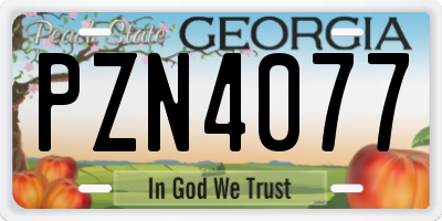 GA license plate PZN4077