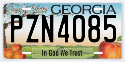 GA license plate PZN4085
