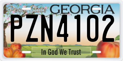 GA license plate PZN4102
