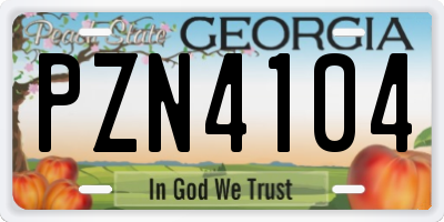 GA license plate PZN4104