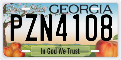 GA license plate PZN4108