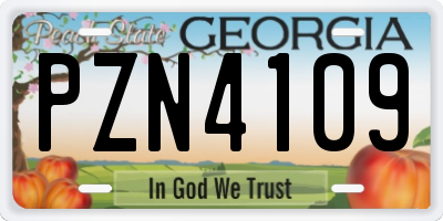 GA license plate PZN4109