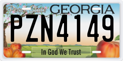 GA license plate PZN4149