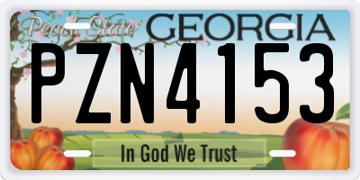 GA license plate PZN4153