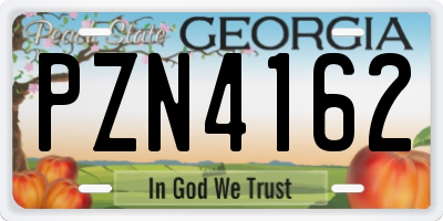GA license plate PZN4162