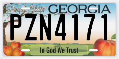 GA license plate PZN4171