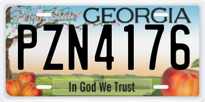 GA license plate PZN4176
