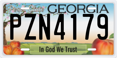 GA license plate PZN4179