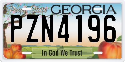 GA license plate PZN4196