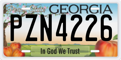 GA license plate PZN4226