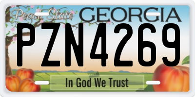 GA license plate PZN4269