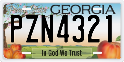GA license plate PZN4321