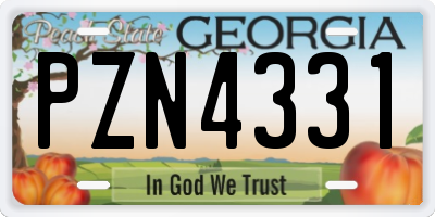 GA license plate PZN4331