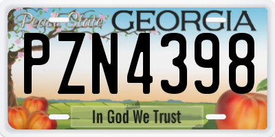 GA license plate PZN4398