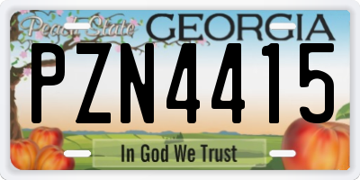 GA license plate PZN4415