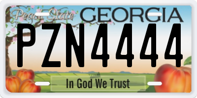 GA license plate PZN4444