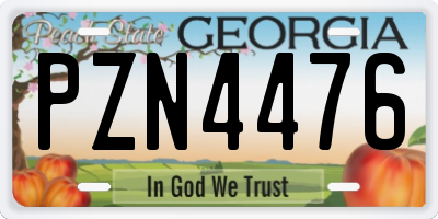 GA license plate PZN4476