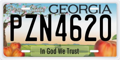 GA license plate PZN4620