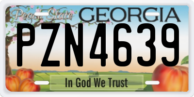 GA license plate PZN4639