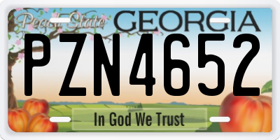 GA license plate PZN4652