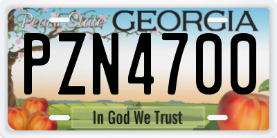 GA license plate PZN4700