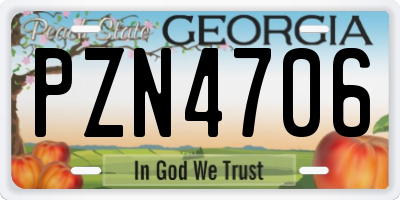 GA license plate PZN4706