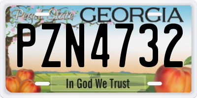 GA license plate PZN4732