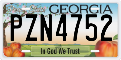 GA license plate PZN4752