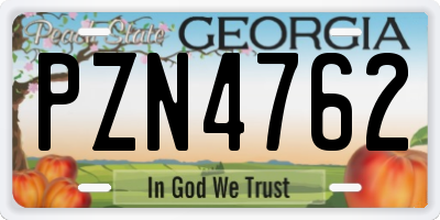 GA license plate PZN4762