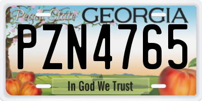 GA license plate PZN4765