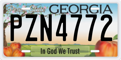 GA license plate PZN4772