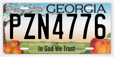 GA license plate PZN4776