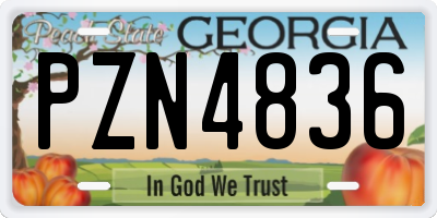 GA license plate PZN4836