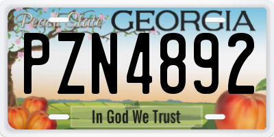 GA license plate PZN4892