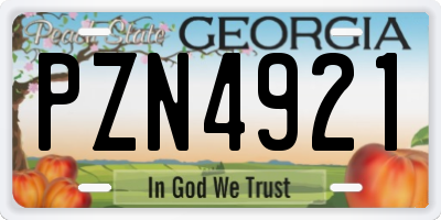 GA license plate PZN4921