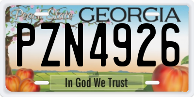 GA license plate PZN4926