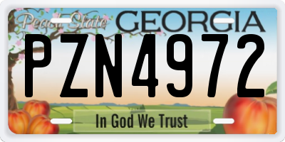 GA license plate PZN4972