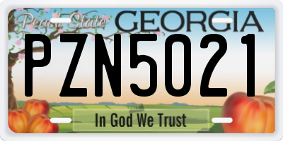 GA license plate PZN5021