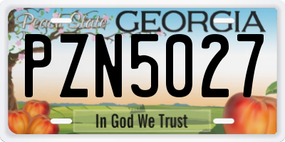 GA license plate PZN5027