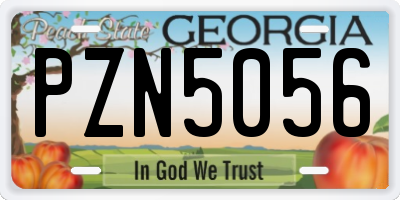 GA license plate PZN5056
