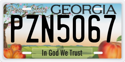 GA license plate PZN5067