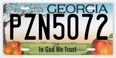 GA license plate PZN5072